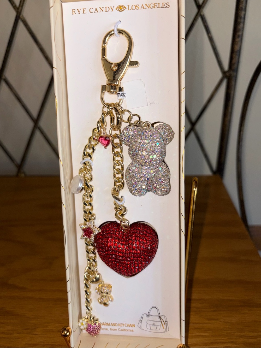 Eye Candy “Pave Bling” Rhinestone Bag Charm Nwt